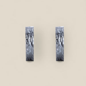 Eucalyptus bark hoop earrings silver