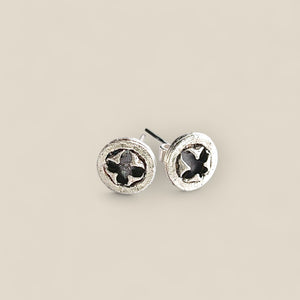 Euycalypt seed stud earrings Silver oxidised