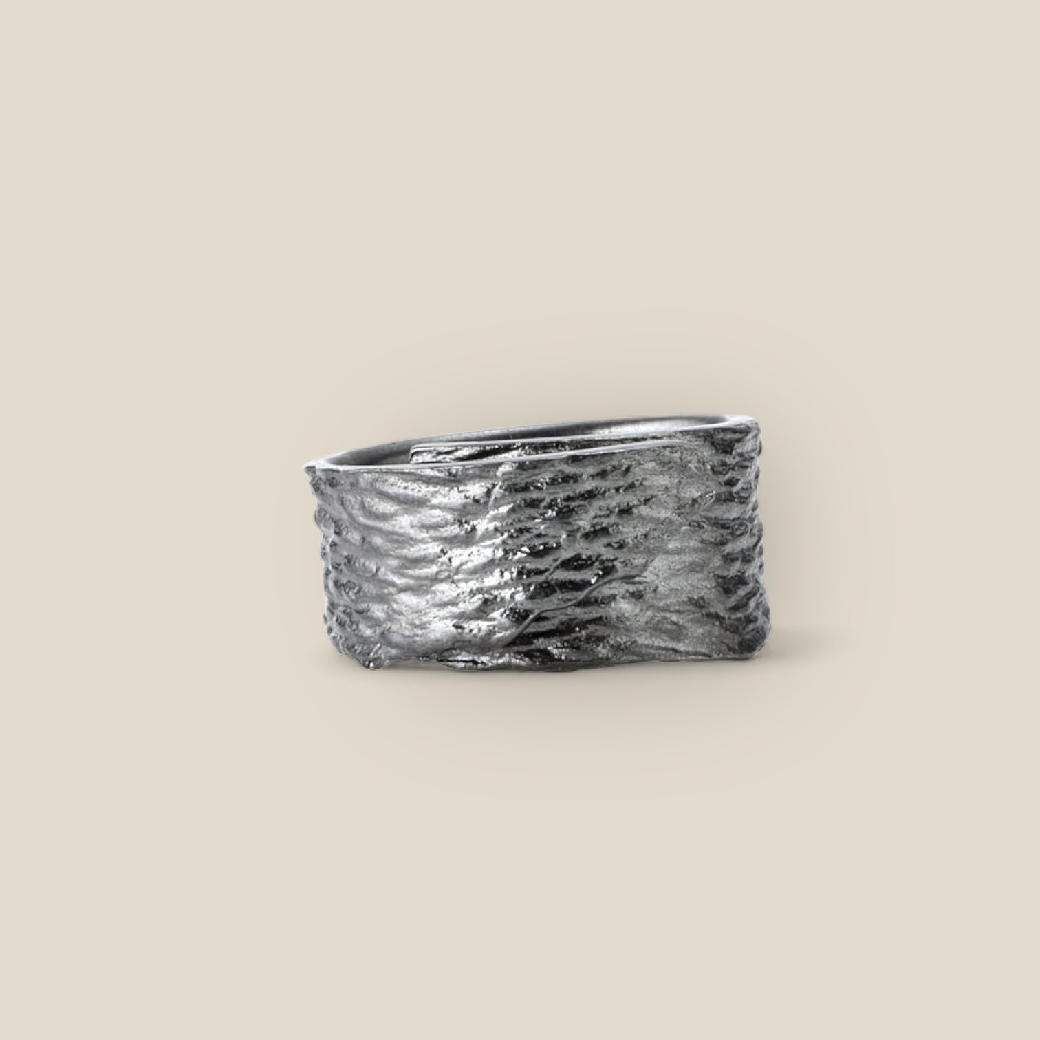 Eucalyptus wrap ring silver oxidised