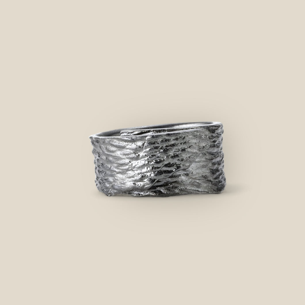 Eucalyptus wrap ring silver oxidised