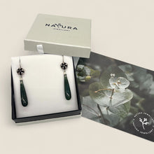 Load image into Gallery viewer, Moss Agate and silver Tea Tree Drop Earrings 