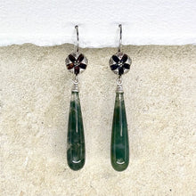 Load image into Gallery viewer, Moss Agate and Melaleuca Pod Earrings 