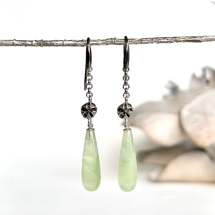 NATURA Prehnite and Tea Tree Drop Earrings 