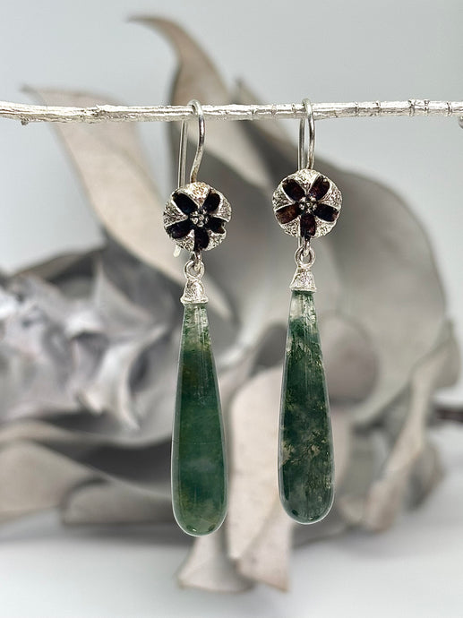 Tea Tree Pod Earrings with Moss Agate