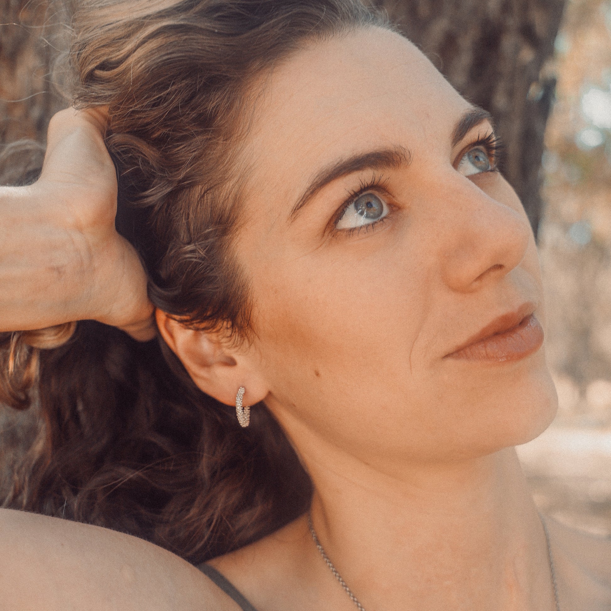 Natura Acacia silver hoop earrings